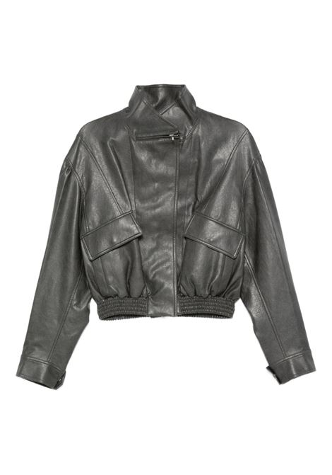 leather short jacket woman charcoal LOW CLASSIC | LW253JP06CC0001